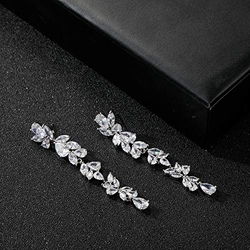 SWEETV Silver Crystal Chandelier Earrings for Women Brides
