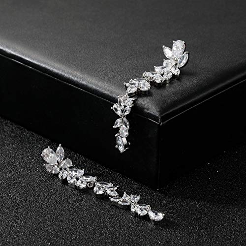 SWEETV Silver Crystal Chandelier Earrings for Women Brides