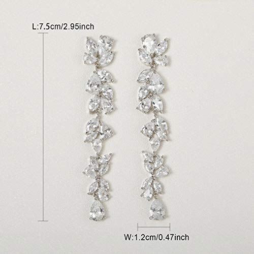 SWEETV Silver Crystal Chandelier Earrings for Women Brides