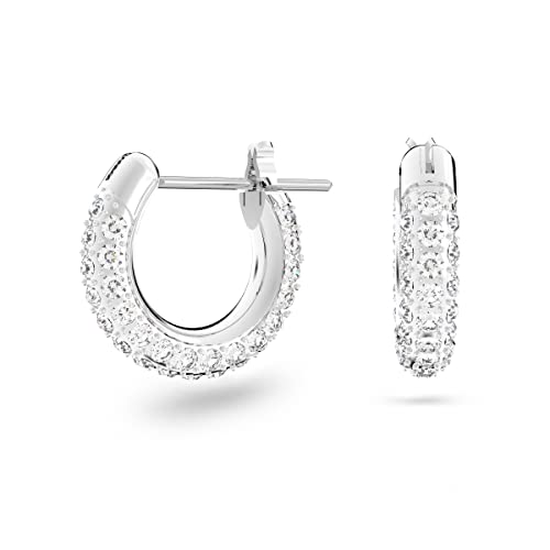 Clear Swarovski Crystal Mini Hoop Earrings, Rhodium Plated