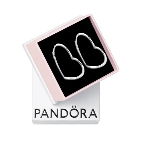 PANDORA Asymmetrical Heart Hoop Earrings - Sterling Silver