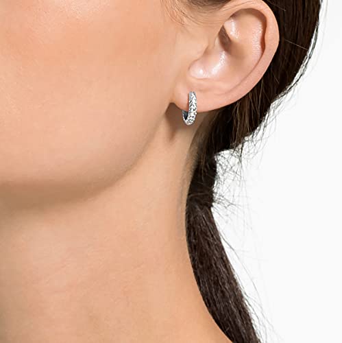 Clear Swarovski Crystal Mini Hoop Earrings, Rhodium Plated