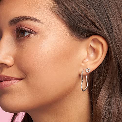 PANDORA Asymmetrical Heart Hoop Earrings - Sterling Silver