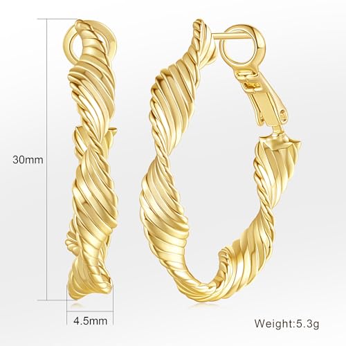 SANDRA REDD 14K Gold Twisted Big Hoop Earrings