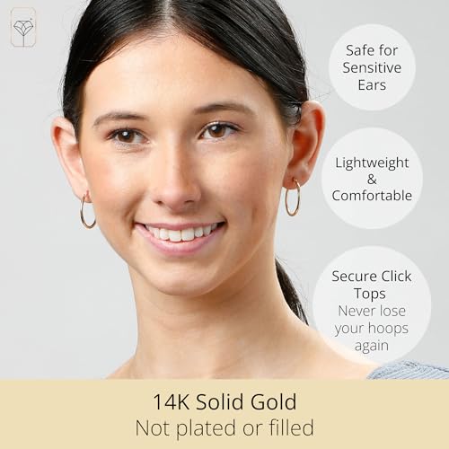 Solid 14k Gold Hoop Earrings for Women | Yellow Gold