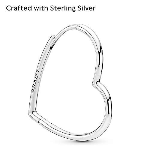 PANDORA Asymmetrical Heart Hoop Earrings - Sterling Silver