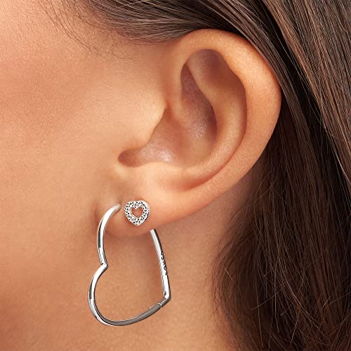 PANDORA Asymmetrical Heart Hoop Earrings - Sterling Silver