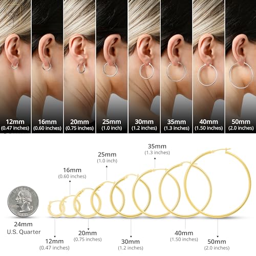 Solid 14k Gold Hoop Earrings for Women | Yellow Gold
