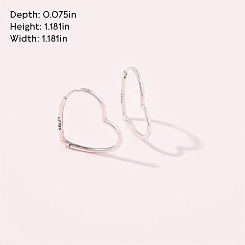 PANDORA Asymmetrical Heart Hoop Earrings - Sterling Silver
