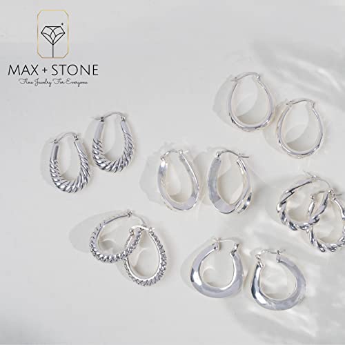 MAX + STONE Sterling Silver Chunky Hoop Earrings