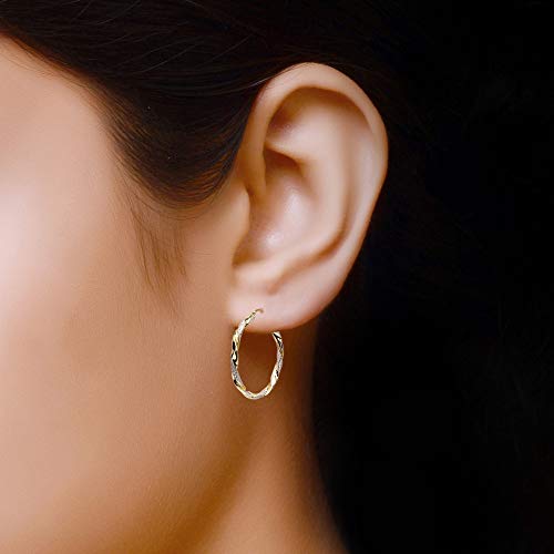 LeCalla Twisted Two-Tone 925 Silver Hoop Earrings