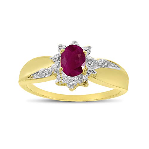 Ruby and Diamond Oval Ring in 10k Gold