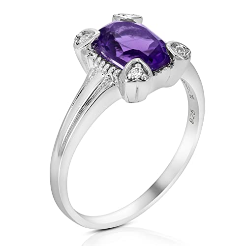 VIR JEWELS Purple Amethyst Ring Solitaire