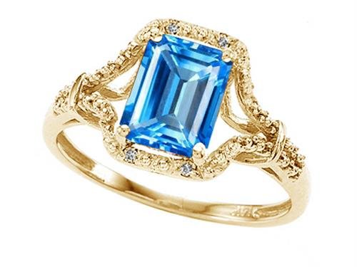 Vintage Style Genuine Blue Topaz Split Shank Ring
