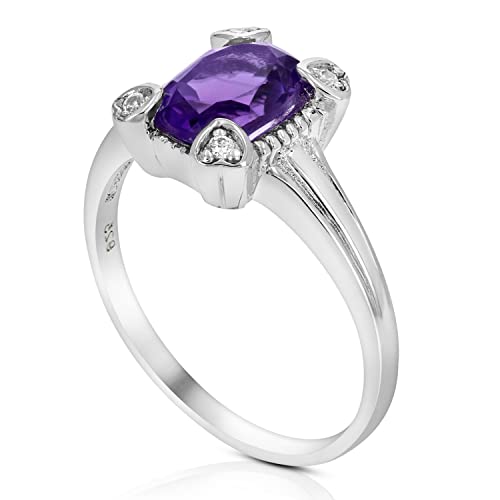 VIR JEWELS Purple Amethyst Ring Solitaire