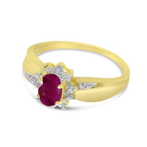 Ruby and Diamond Oval Ring in 10k Gold