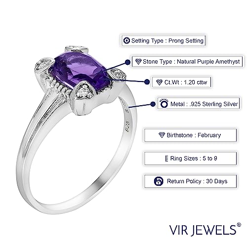 VIR JEWELS Purple Amethyst Ring Solitaire