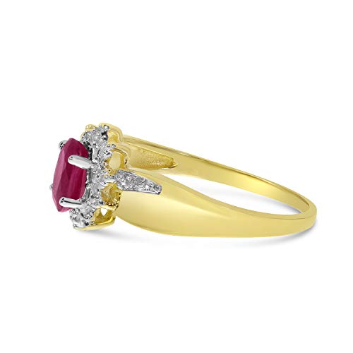 Ruby and Diamond Oval Ring in 10k Gold