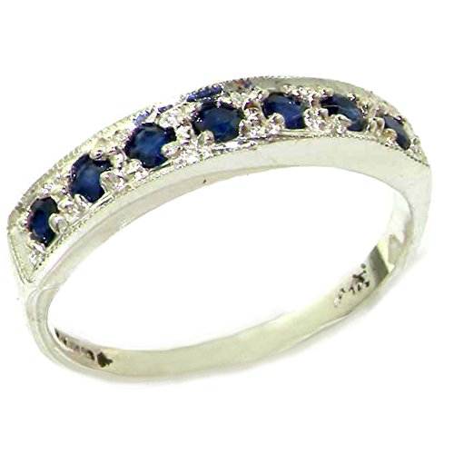 Natural Sapphire 925 Sterling Silver Womens Band Ring
