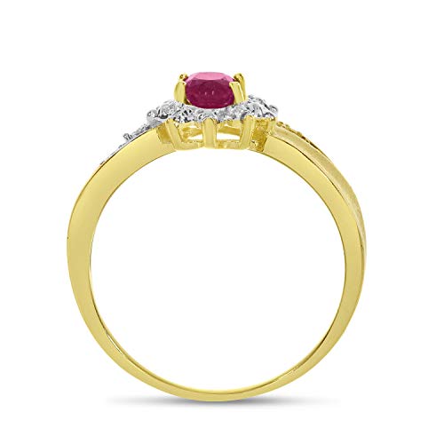 Ruby and Diamond Oval Ring in 10k Gold