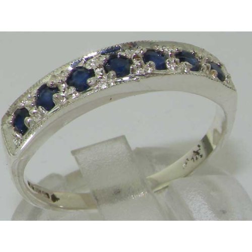 Natural Sapphire 925 Sterling Silver Womens Band Ring