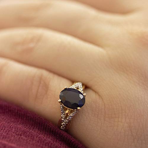 10k White Gold Sapphire Diamond Ring - Size 7