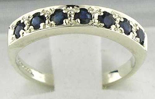 Natural Sapphire 925 Sterling Silver Womens Band Ring