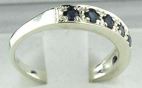 Natural Sapphire 925 Sterling Silver Womens Band Ring