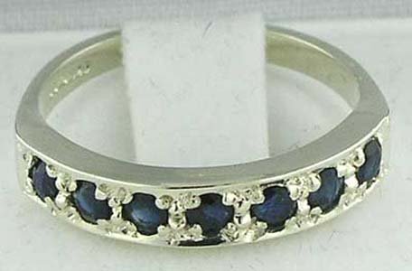 Natural Sapphire 925 Sterling Silver Womens Band Ring