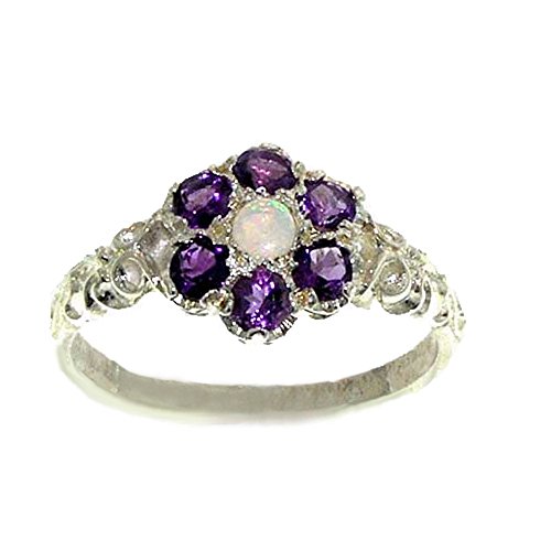 Genuine Opal & Amethyst Size 9 Promise Ring