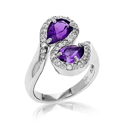 Purple Amethyst Ring in .925 Silver with Rhodium