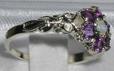 Genuine Opal & Amethyst Size 9 Promise Ring