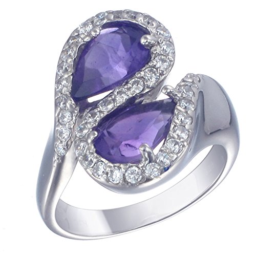 Purple Amethyst Ring in .925 Silver with Rhodium
