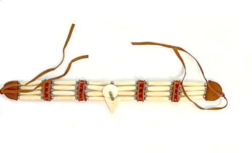 Bone Choker Necklace with Buffalo Hairpipes, Brown Beads