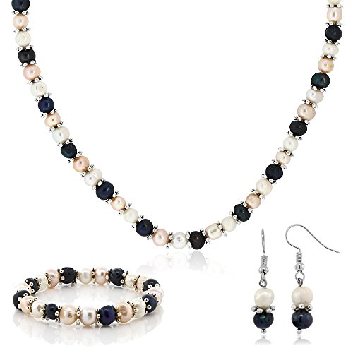 Multi-Color Cultured Freshwater Pearl Jewelry Set 7-8MM