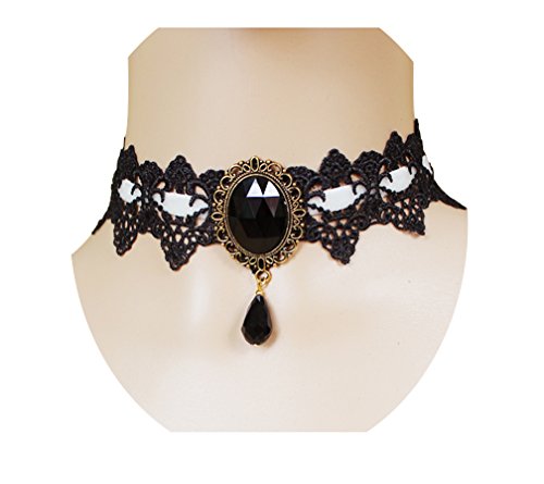 Black Lace Gothic Lolita Pendant Choker Earrings Set
