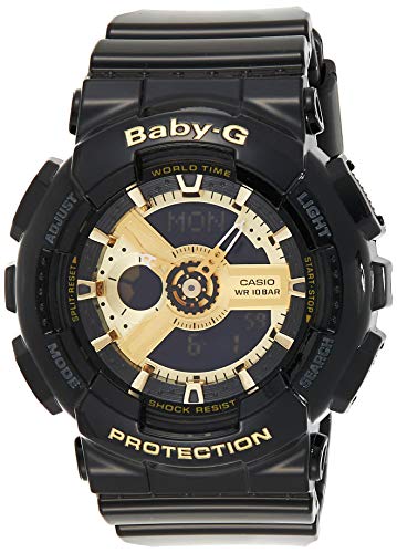 Casio Goldtone Baby-G Analog-Digital Watch with Black Strap
