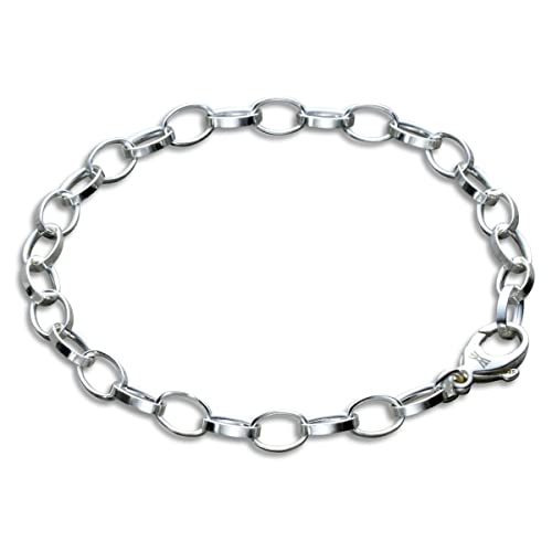 Oval Link Charm Bracelet in Sterling Silver (7.5 inches)