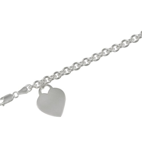 Amazon Essentials Sterling Silver Charm Bracelet with Large Heart Charm, 9" (previously Amazon Collection)