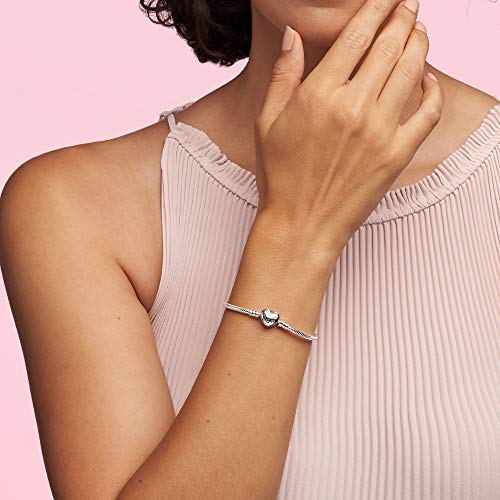 PANDORA Jewelry - Moments Heart Clasp Snake Chain Charm Bracelet for Women in Sterling Silver, 6.7 in / 17 cm