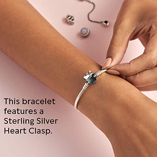 PANDORA Jewelry - Moments Heart Clasp Snake Chain Charm Bracelet for Women in Sterling Silver, 6.7 in / 17 cm