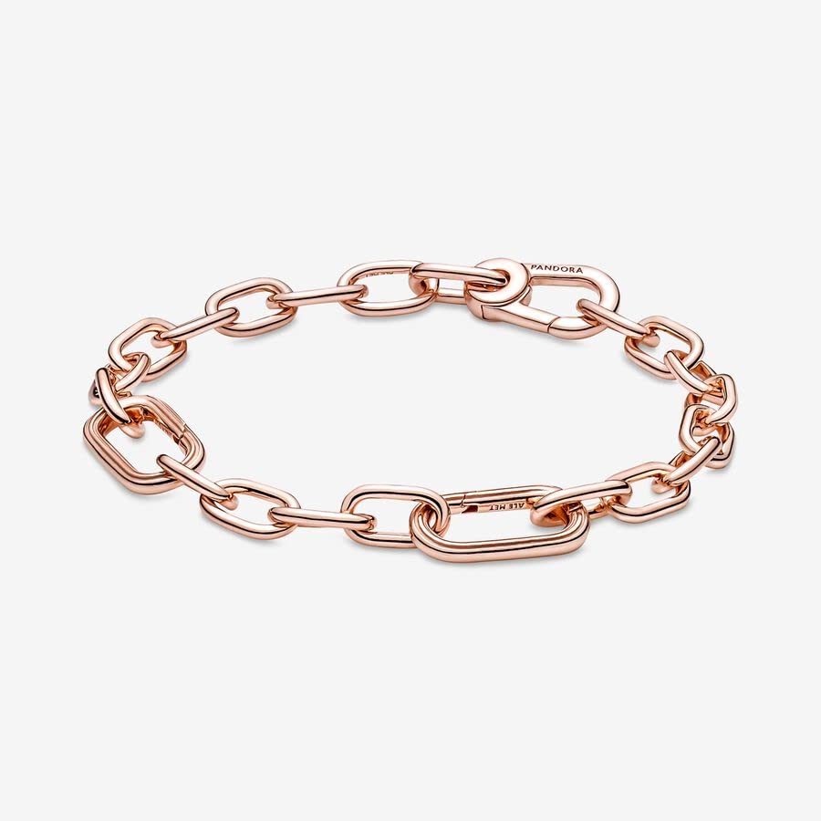 Pandora ME Link Chain Bracelet - 14k Rose Gold-Plated Bracelet for Women - Compatible ME Charms - Features 2 Connectors - Gift for Her - 7.9", With Gift Box