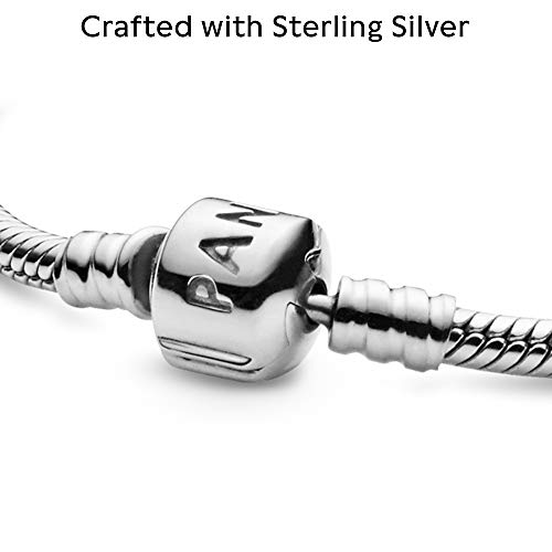 Pandora Moments Barrel Clasp Snake Chain Bracelet - Silver Bracelet for Women - Gift for Her - Sterling Silver - With Gift Box - 7.9"