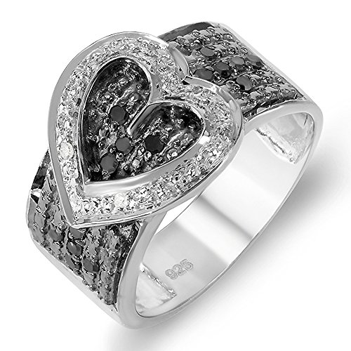 Buckle Heart Black & White Diamond Cocktail Ring