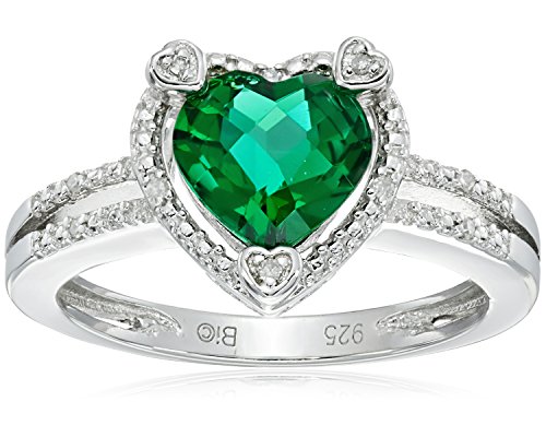 Emerald Heart Ring in Sterling Silver - May Birthstone