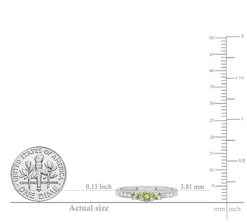 Peridot and White Diamond Three Stone Engagement Ring