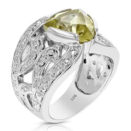 Lemon Quartz Ring in .925 Sterling Silver - Size 7
