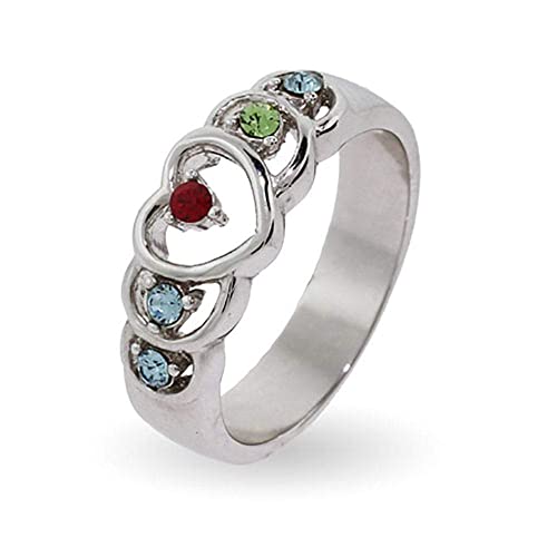 Custom Heart Mother's Ring with 5 Birthstones