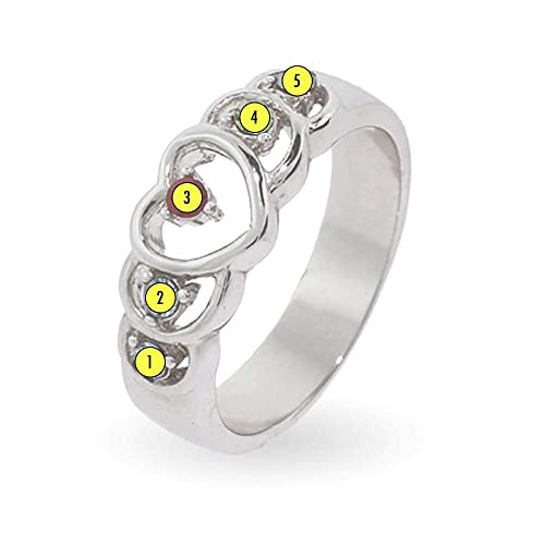 Custom Heart Mother's Ring with 5 Birthstones