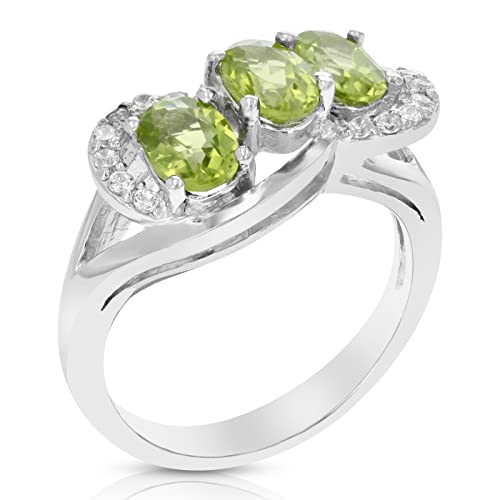 Peridot 3 Stone Ring in Sterling Silver